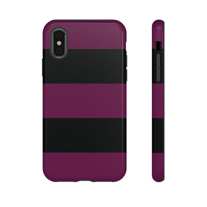 iPhone XS / Glossy Phone Case - Purple & Black Horizontal Stripe Pattern Phone Case