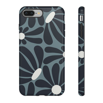 Retro Navy Blue & White Daisy Pattern Phone Case - Blue Phone Case - iPhone 8 Plus / Glossy