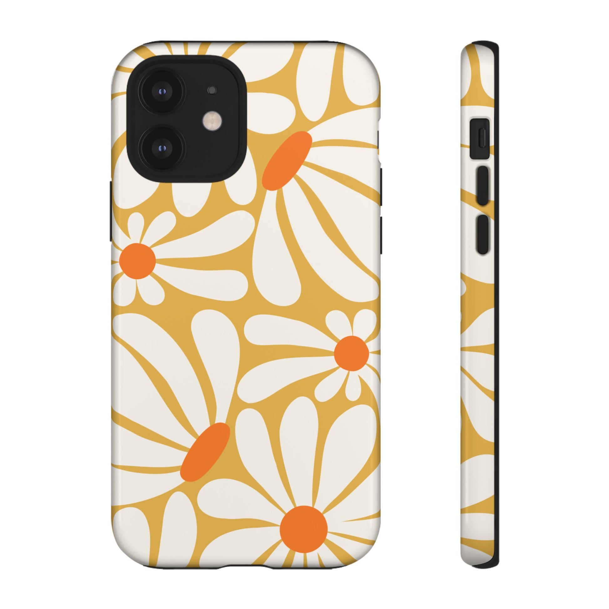 Retro Yellow Daisy Pattern Phone Case - Yellow Phone Case - iPhone 12 / Glossy