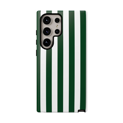 Samsung Galaxy S24 Ultra / Glossy Phone Case - Simple Dark Green & White Stripe Pattern Phone Case