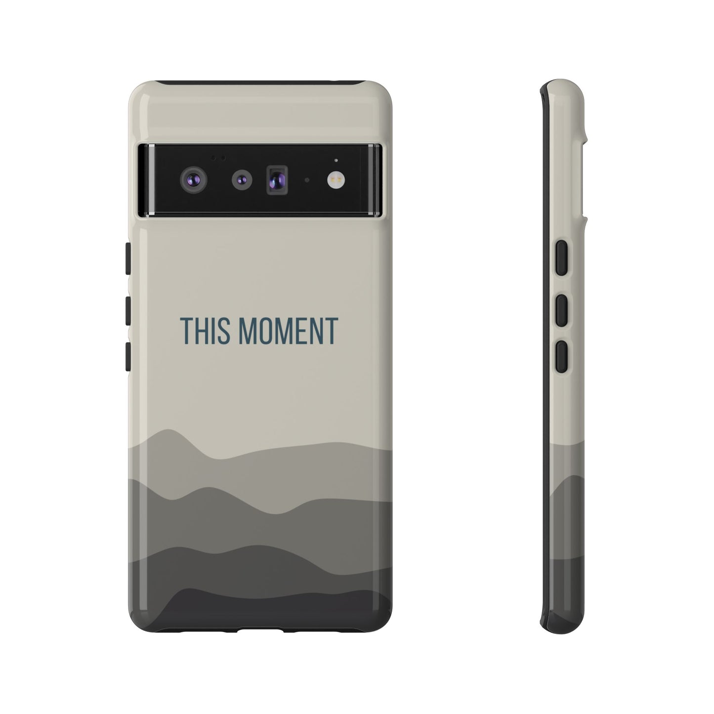 Google Pixel 6 Pro / Glossy Phone Case - Minimalist Cream Waves ’This Moment’ Statement Phone Case