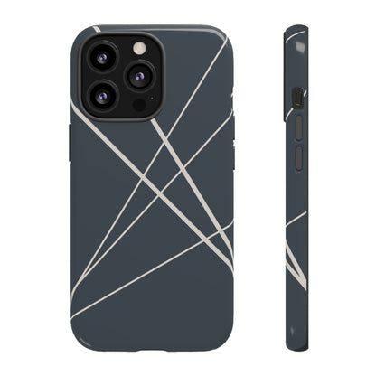 Abstract Blue with Beige Lines Phone Case - Blue Phone Case - iPhone 13 Pro / Glossy