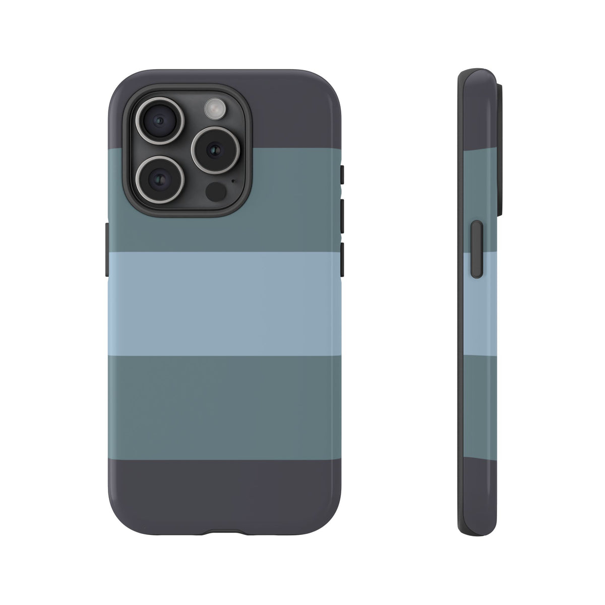 Shades of Blue Horizontal Stripe Pattern Phone Case - Blue Phone Case - iPhone 15 Pro / Glossy