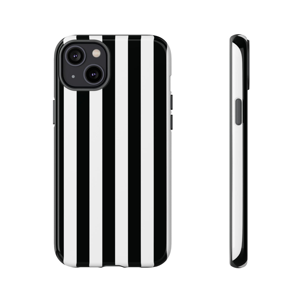 Simple Black & White Stripe Pattern Phone Case - White Phone Case - iPhone 14 Plus / Glossy