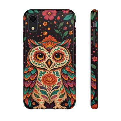 Vibrant Terracotta and Teal Calavera Owl Phone Case - Multicolor Phone Case - iPhone XR / Glossy
