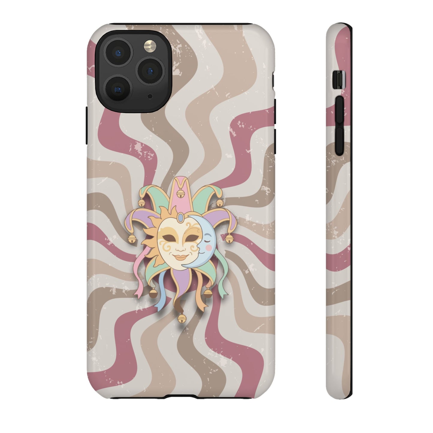 Sun & Moon Jester Mask – Pink Retro Wave Phone Case - Pink Phone Case - iPhone 11 Pro Max / Glossy