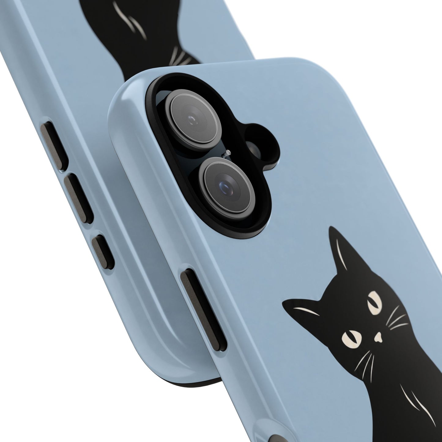 Minimalist Powder Blue & Black Cat Phone Case