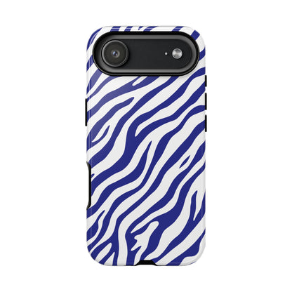 Stylish Electric Blue Zebra Print Phone Case