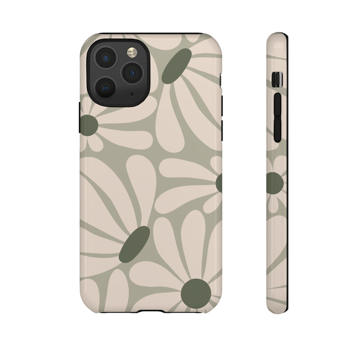 Retro Cream & Green Daisy Pattern Phone Case - White Phone Case - iPhone 11 Pro / Glossy