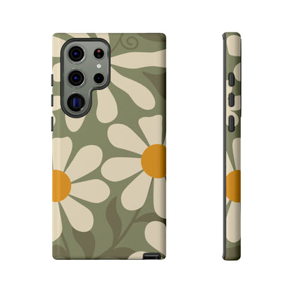 Retro Green Daisy Pattern #2 Phone Case - Green Phone Case - Samsung Galaxy S23 Ultra / Glossy