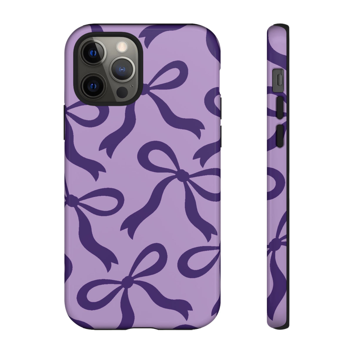 Bold Lilac and Deep Purple Bow Pattern Phone Case - Purple Phone Case - iPhone 12 Pro / Glossy