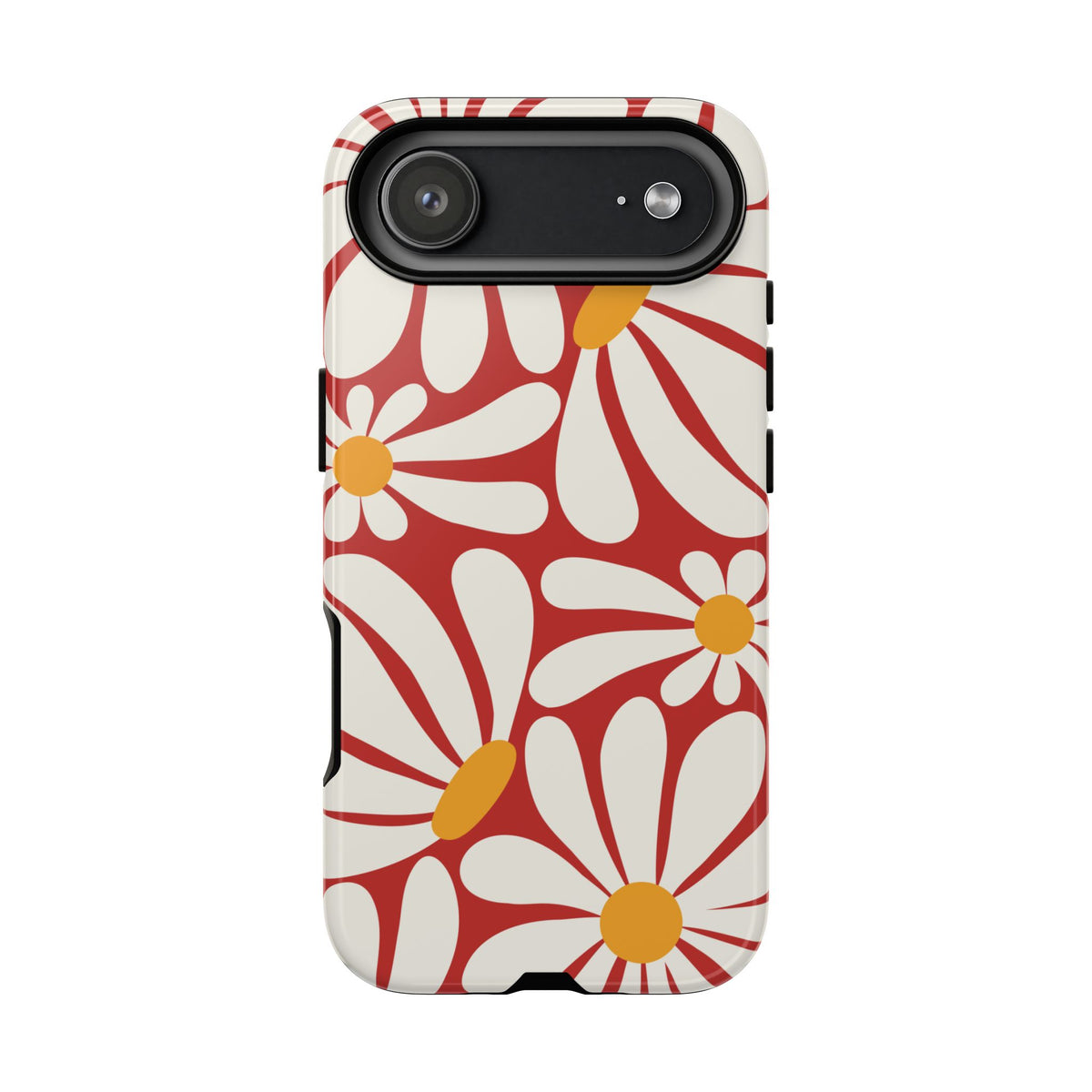 Retro Red Daisy Pattern Phone Case - Red Phone Case - iPhone 17 Air / Glossy