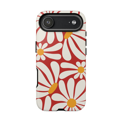 Retro Red Daisy Pattern Phone Case - Red Phone Case - iPhone 17 Air / Glossy