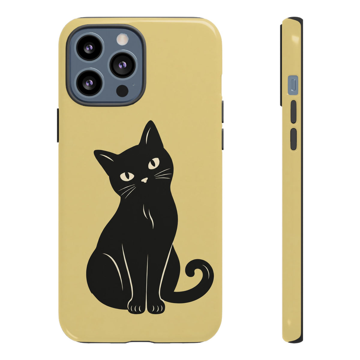 Minimalist Butter Yellow & Black Cat Phone Case