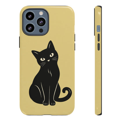 Minimalist Butter Yellow & Black Cat Phone Case