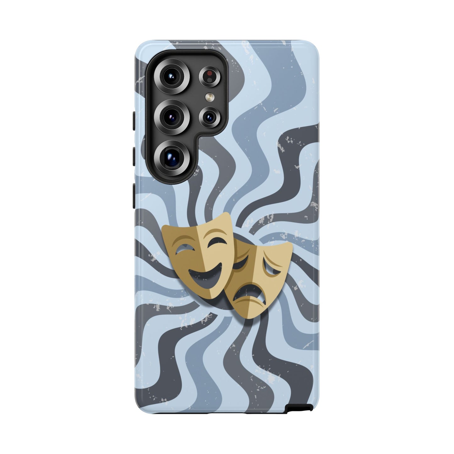 Comedy & Tragedy Masks – Blue Minimal Retro Wave Phone Case - Blue Phone Case - Samsung Galaxy S25 Ultra / Glossy