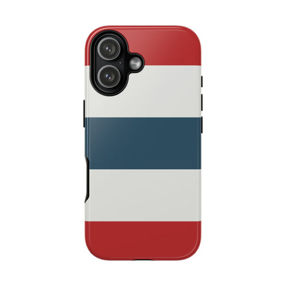 iPhone 17 / Glossy Phone Case - Red White & Blue Horizontal Stripe Pattern Phone Case