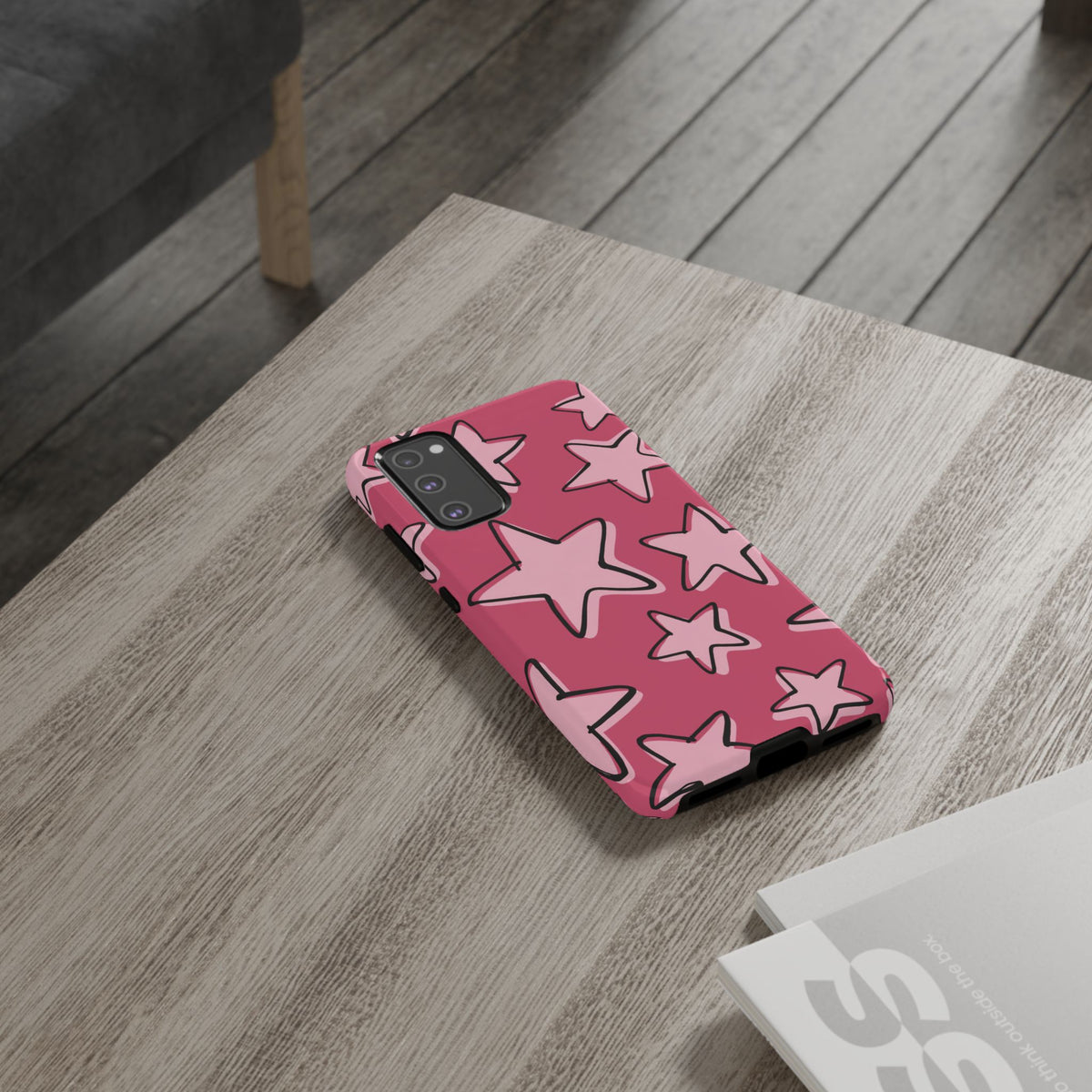 Raspberry Pink Doodle Star Phone Case