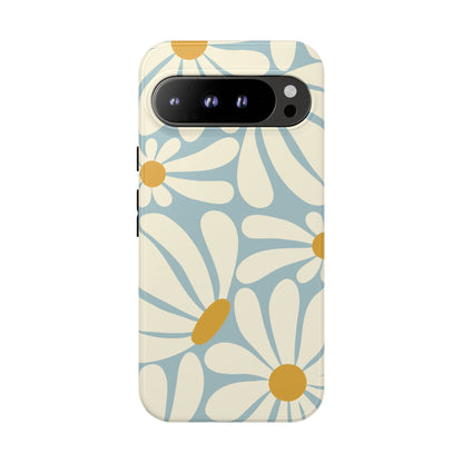 Google Pixel 9 Pro XL / Glossy Phone Case - ’Retro Blue Daisy Pattern’ Phone Case