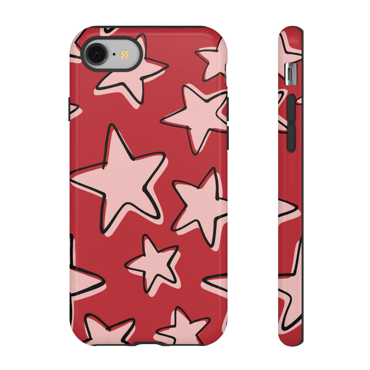 Cherry Red Doodle Star Phone Case