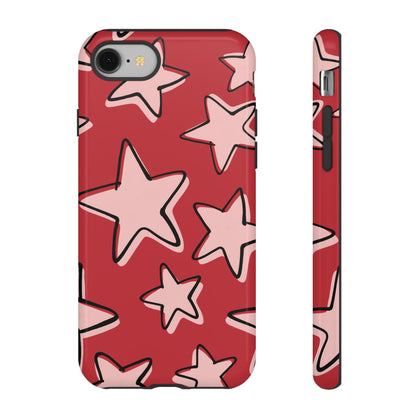 Cherry Red Doodle Star Phone Case