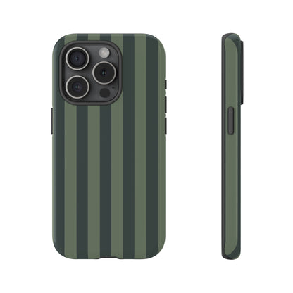 iPhone 15 Pro / Glossy Phone Case - ’Dark Green Stripe Pattern’ Phone Case