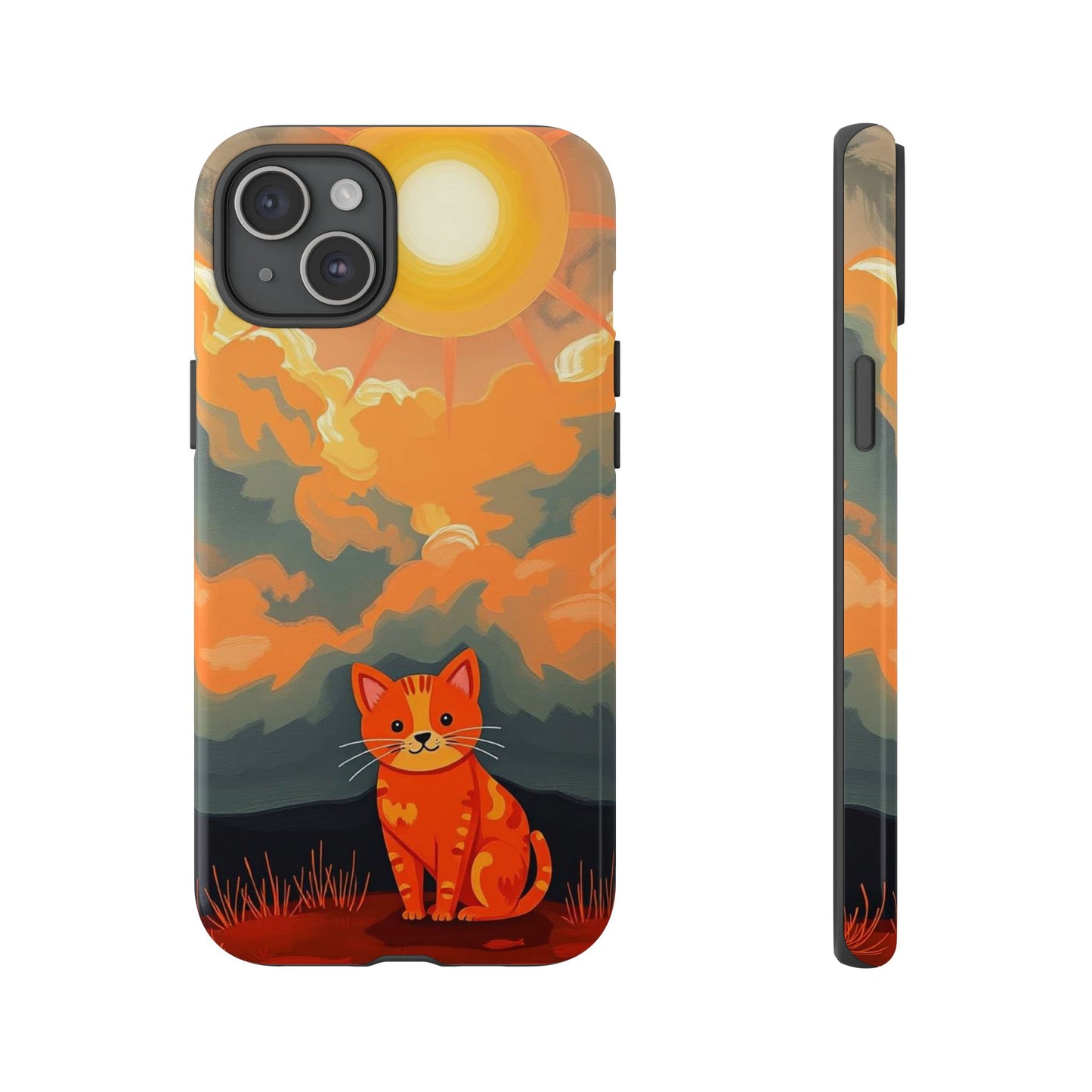 iPhone 15 Plus / Glossy Phone Case - Acrylic Painting Style Cat Design Phone Case