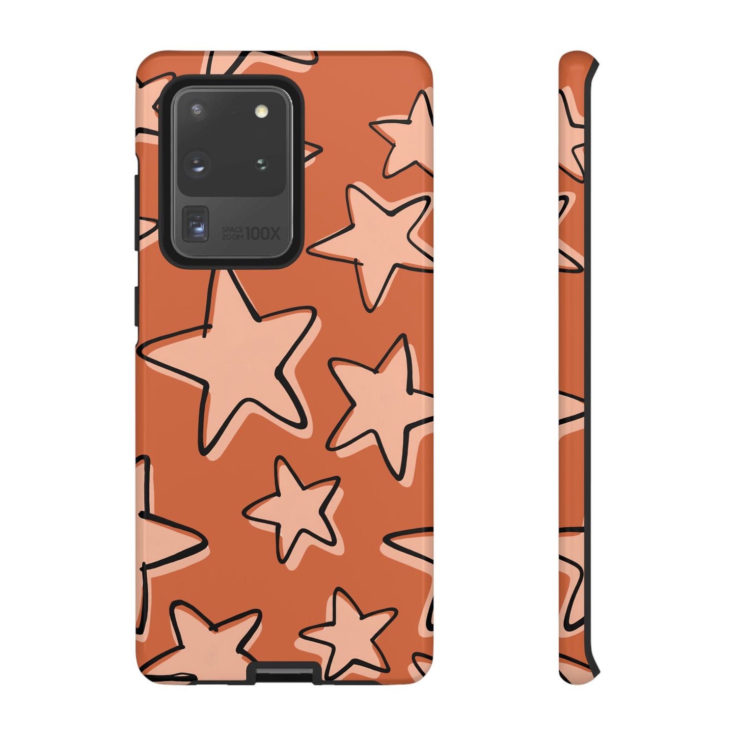 Burnt Orange Doodle Star Phone Case