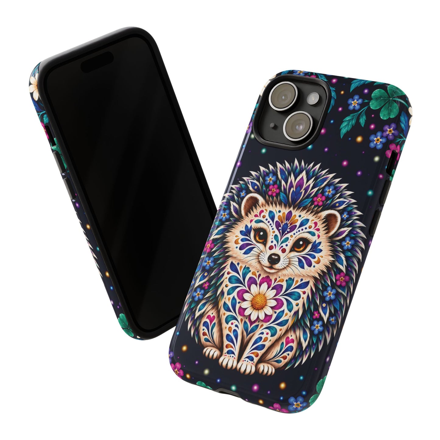 Vibrant Purple and Teal Calavera Hedgehog Phone Case - Multicolor Phone Case