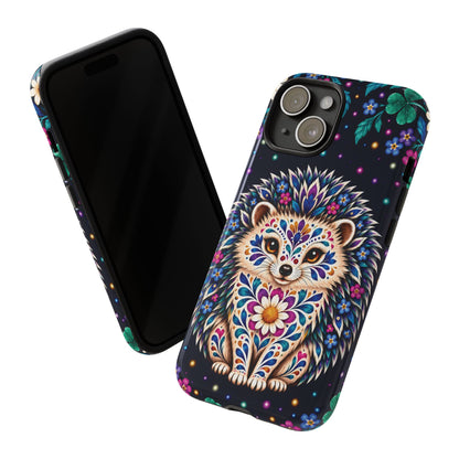 Vibrant Purple and Teal Calavera Hedgehog Phone Case - Multicolor Phone Case