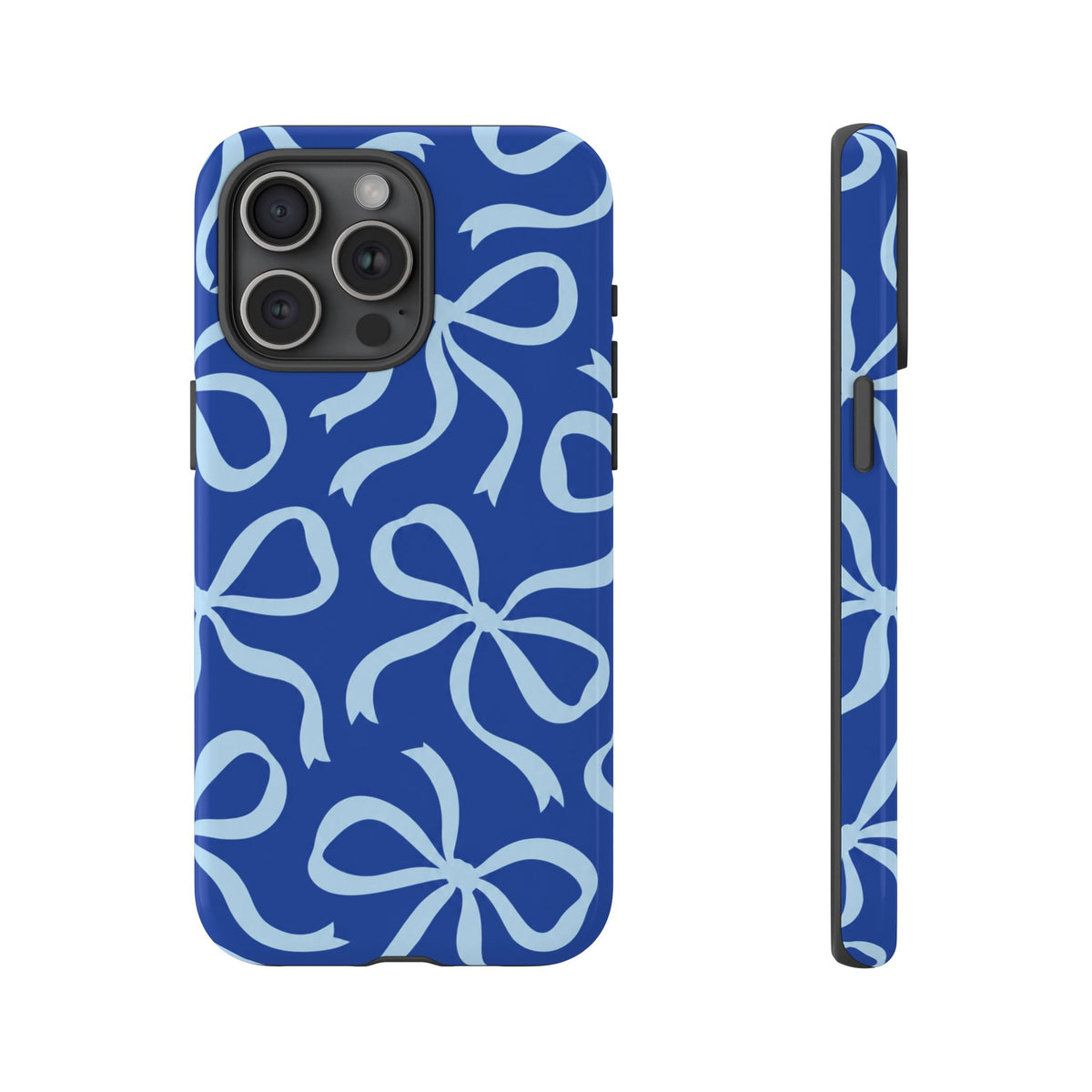 Bold Cobalt Blue and Powder Blue Bow Pattern Phone Case
