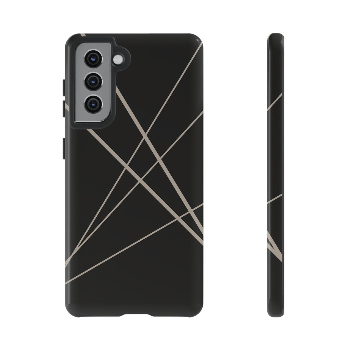 Abstract Black with Grey Lines Phone Case - Black Phone Case - Samsung Galaxy S21 / Glossy