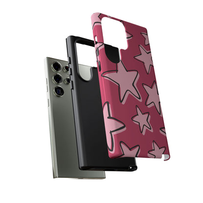 Raspberry Pink Doodle Star Phone Case