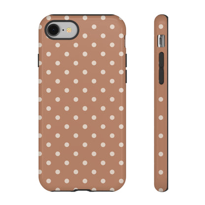 iPhone 8 / Glossy Phone Case - Brown with White Dot Pattern Phone Case