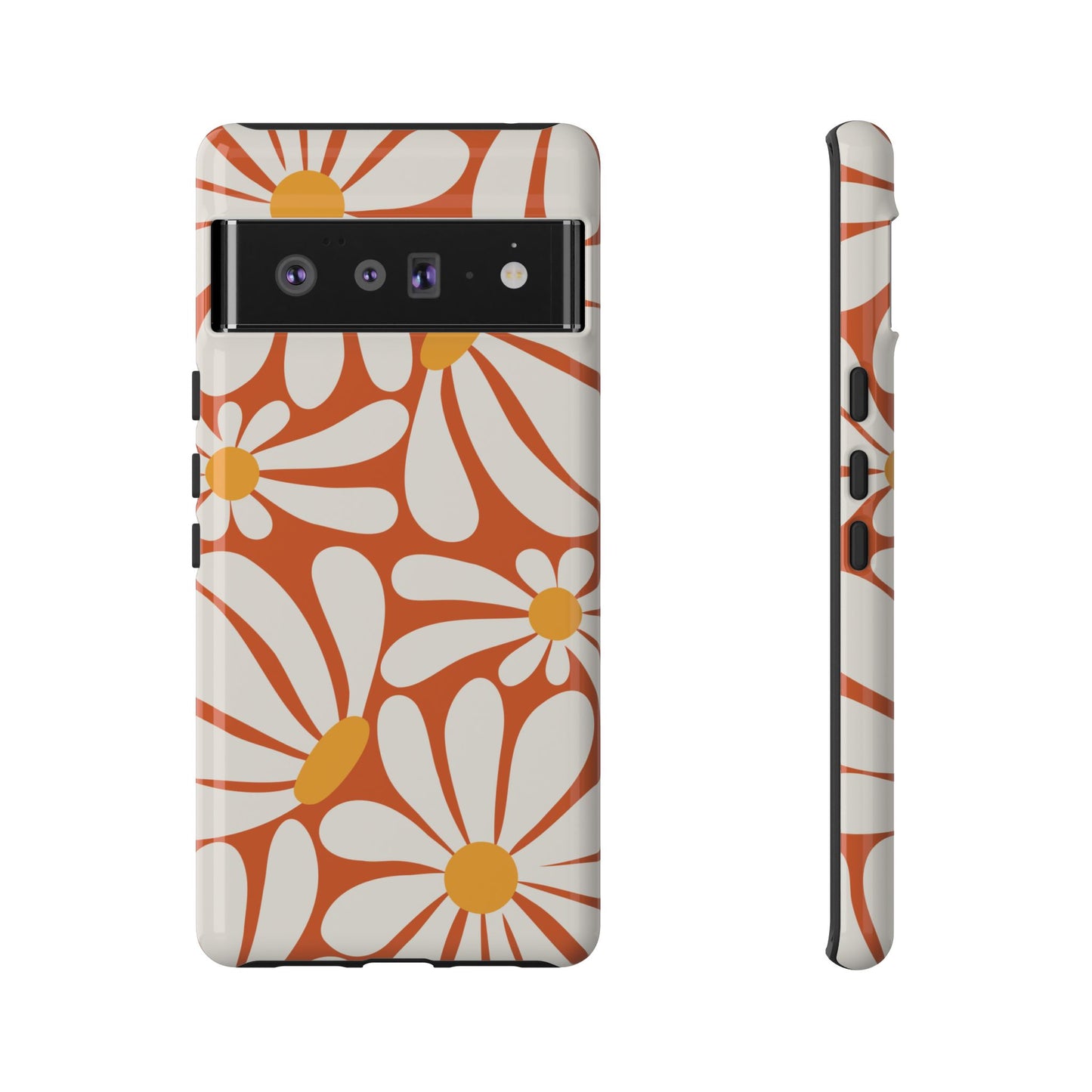 Retro Orange Daisy Pattern Phone Case - Orange Phone Case - Google Pixel 6 Pro / Glossy