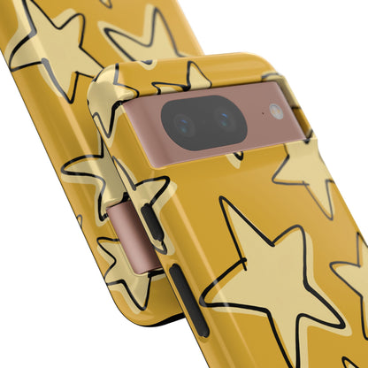 Golden Yellow Doodle Star Phone Case
