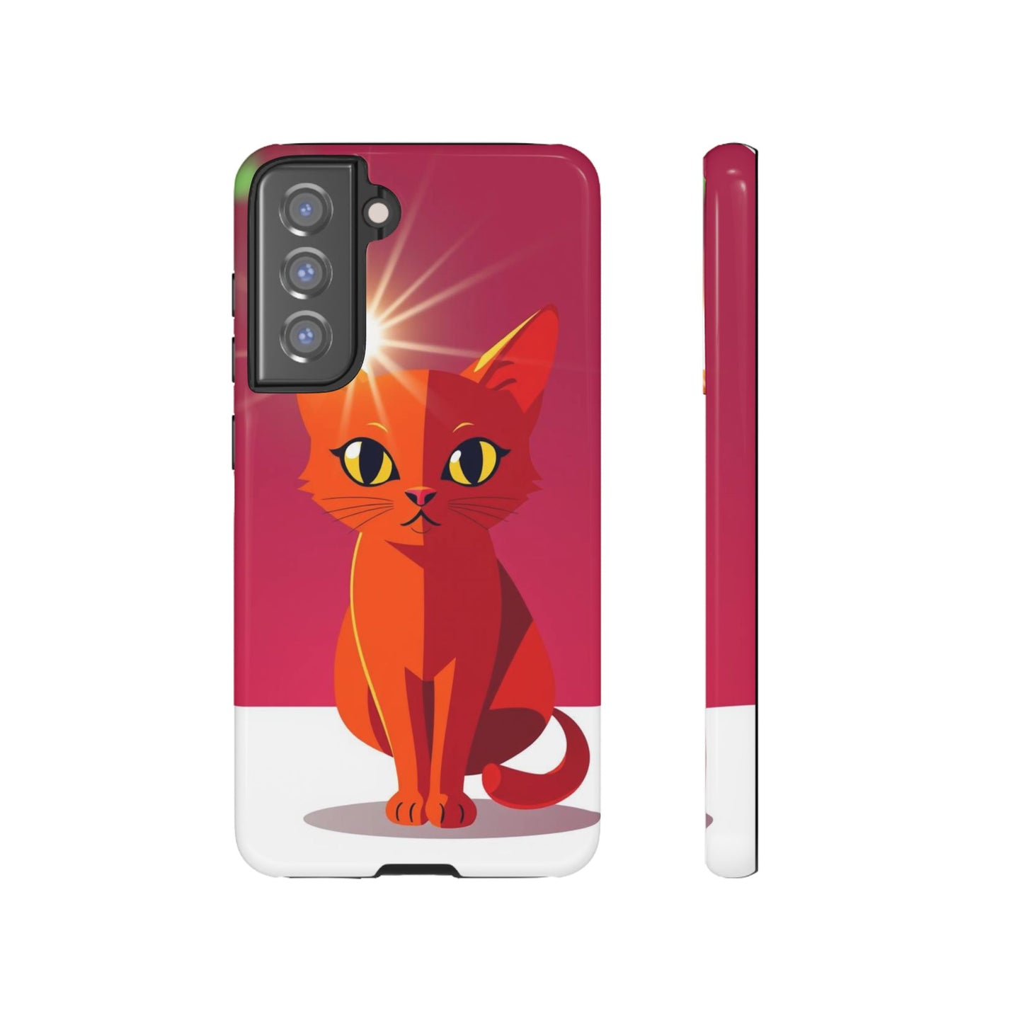 Samsung Galaxy S21 FE / Glossy Phone Case - Flashing Cat Design Phone Case