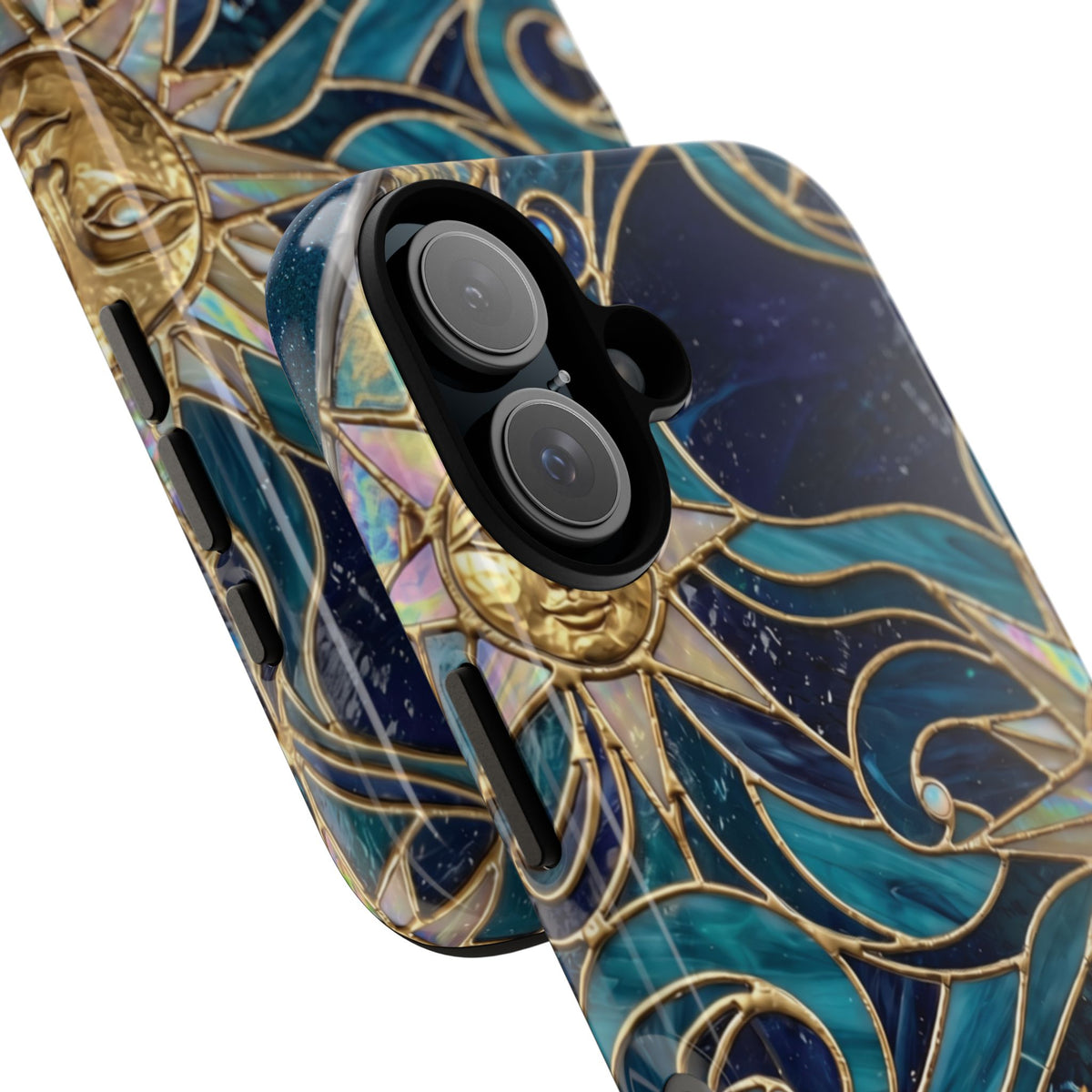 Elegant Teal & Gold Celestial Suns Phone Case