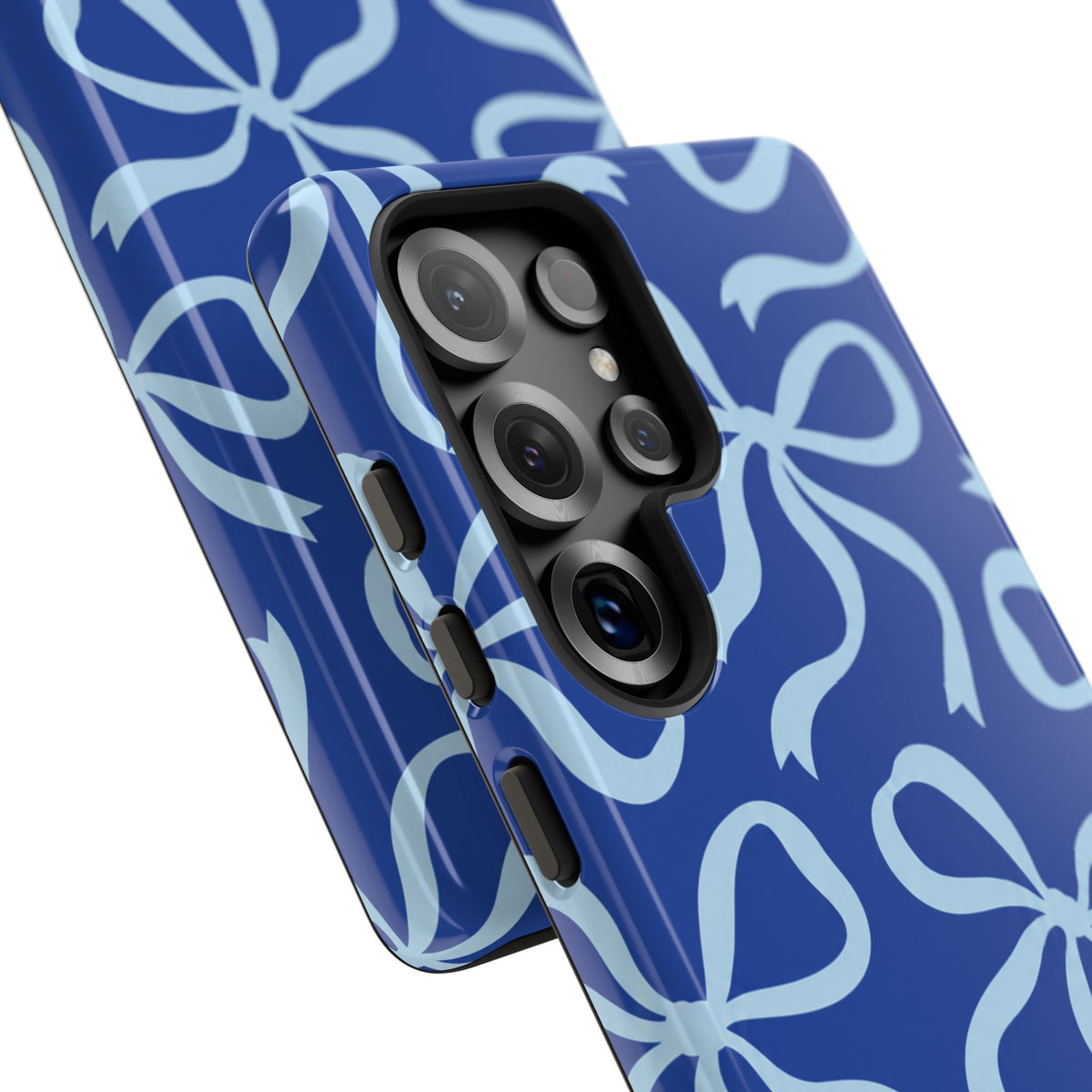 Bold Cobalt Blue and Powder Blue Bow Pattern Phone Case