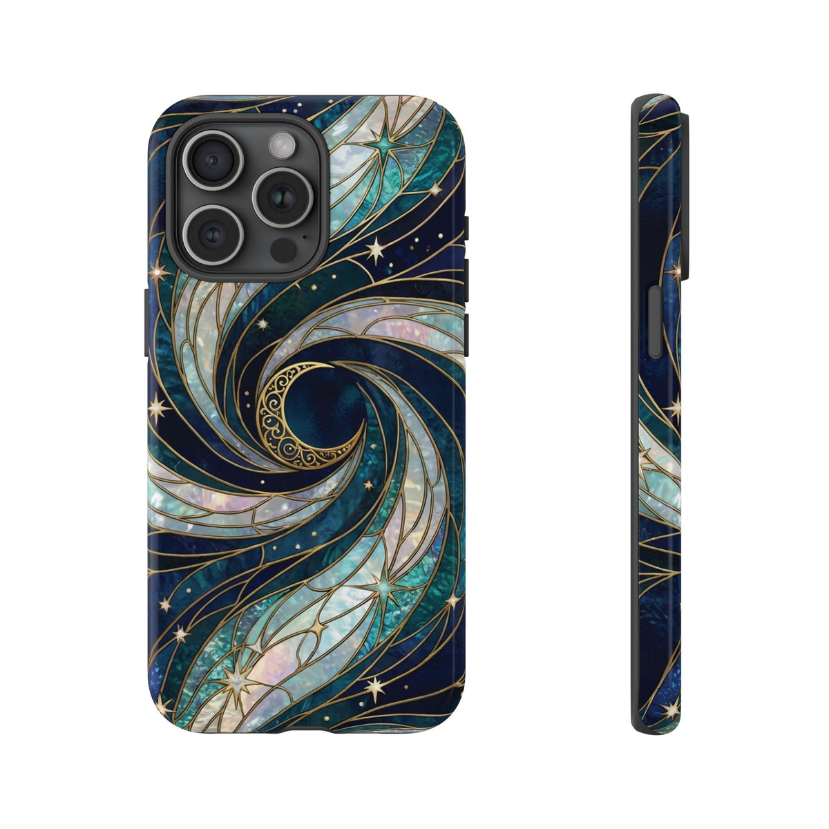 Elegant Navy & Teal Celestial Swirl Phone Case