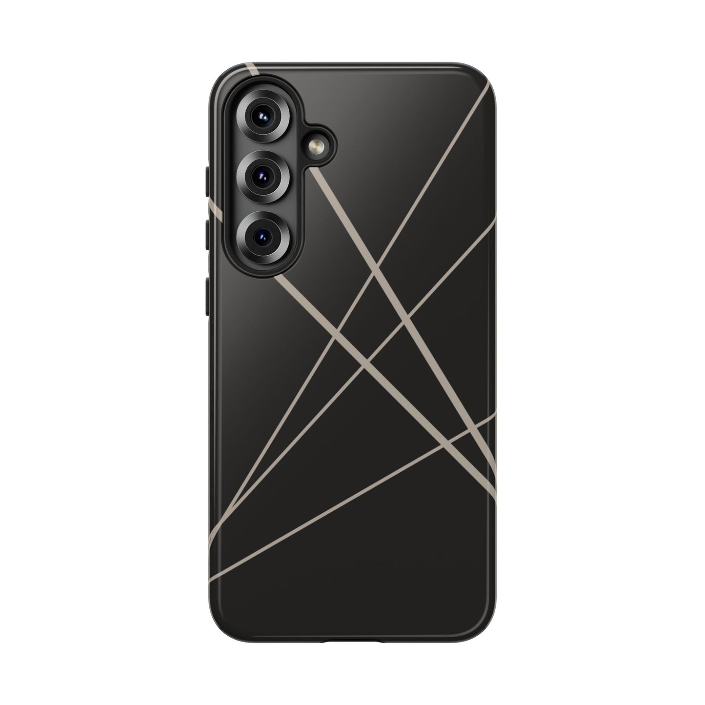 Samsung Galaxy S25 Plus / Glossy Phone Case - Abstract Black with Grey Lines Phone Case