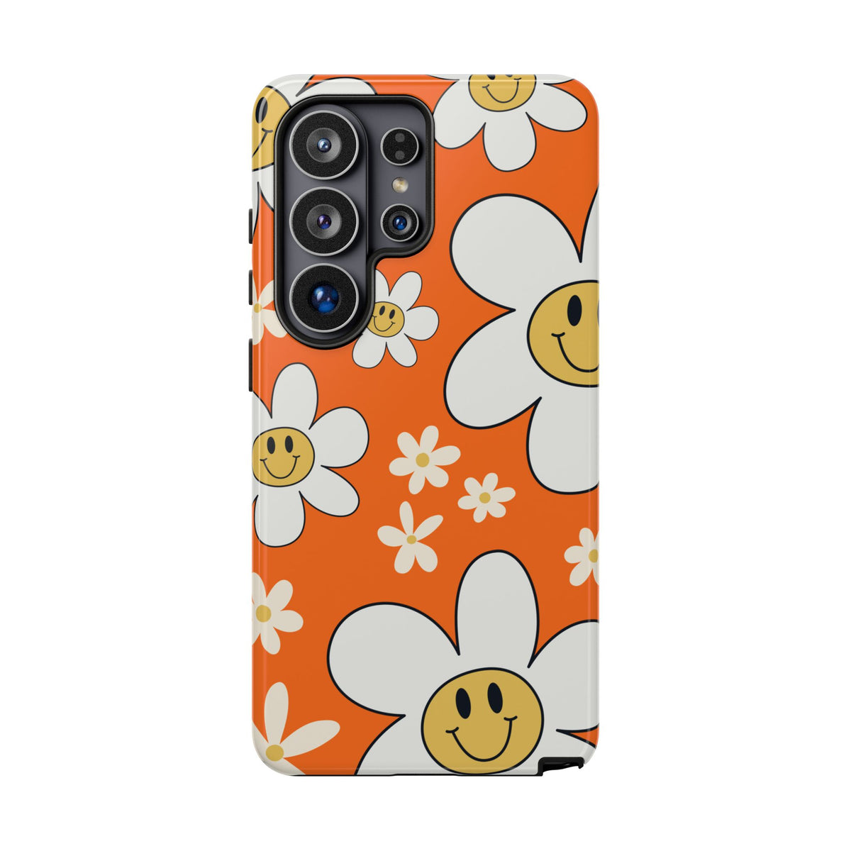 Fun Retro Daisy Pattern with Orange Background Phone Case - Orange Phone Case - Samsung Galaxy S26 Ultra / Glossy