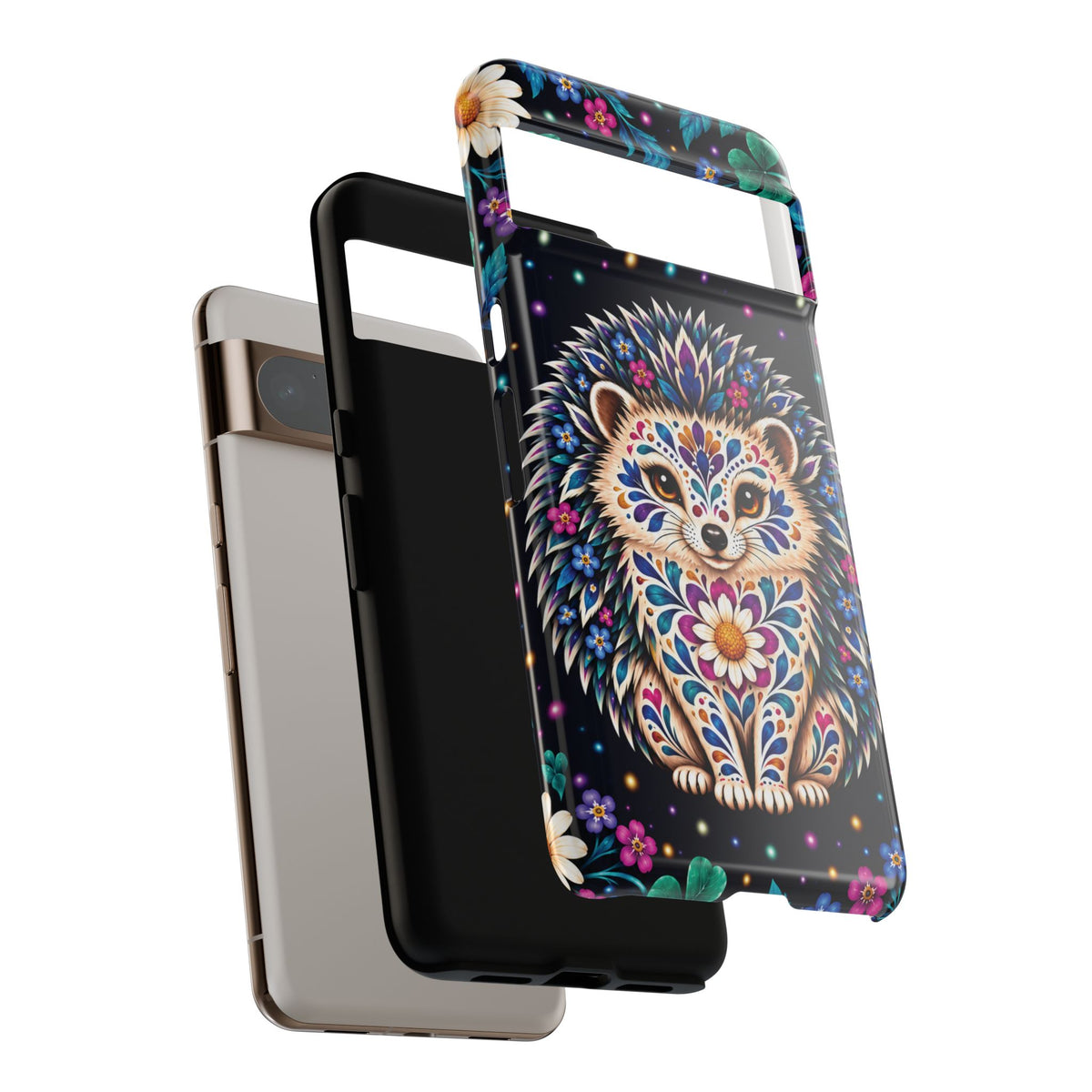 Vibrant Purple and Teal Calavera Hedgehog Phone Case - Multicolor Phone Case