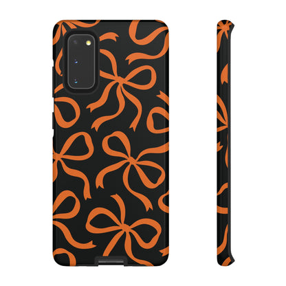 Bold Black and Burnt Orange Bow Pattern Phone Case