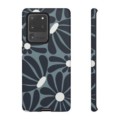 Samsung Galaxy S20 Ultra / Glossy Phone Case - ’Retro Navy Blue & White Daisy Pattern’ Phone Case