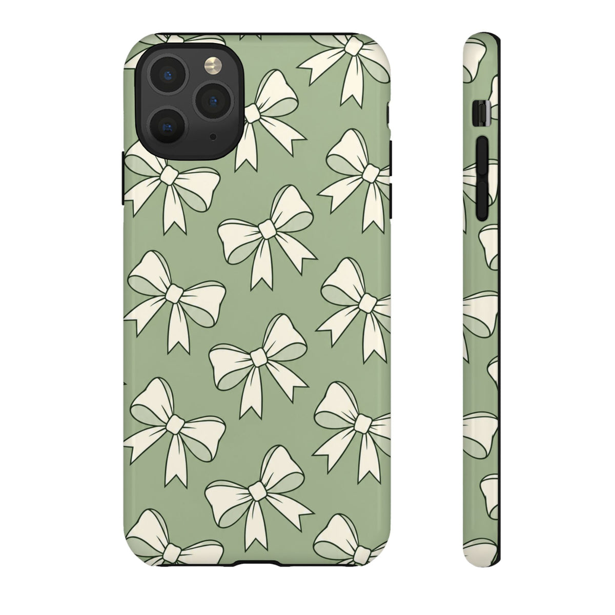 Chic Sage Green Bow Pattern Phone Case
