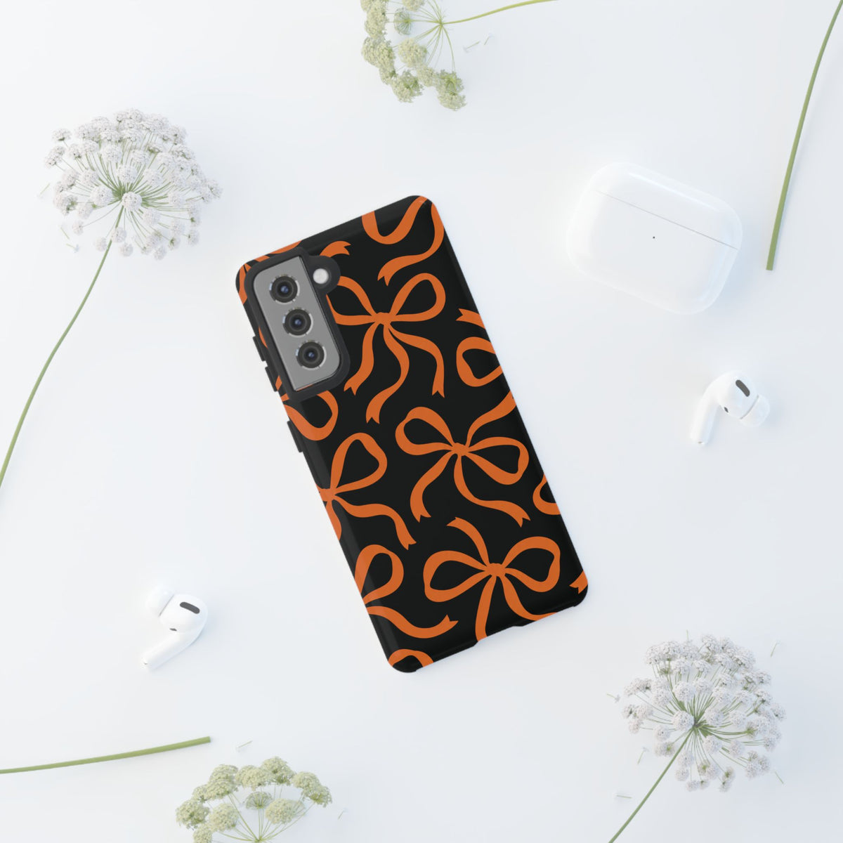 Bold Black and Burnt Orange Bow Pattern Phone Case