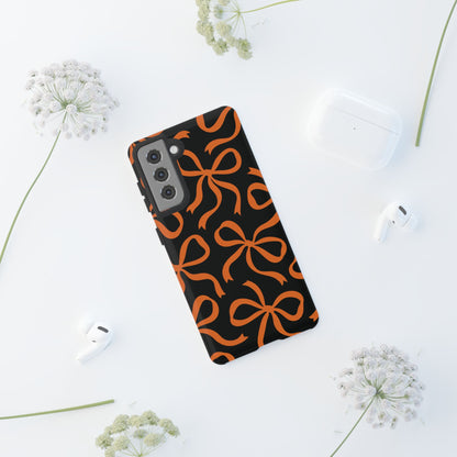 Bold Black and Burnt Orange Bow Pattern Phone Case