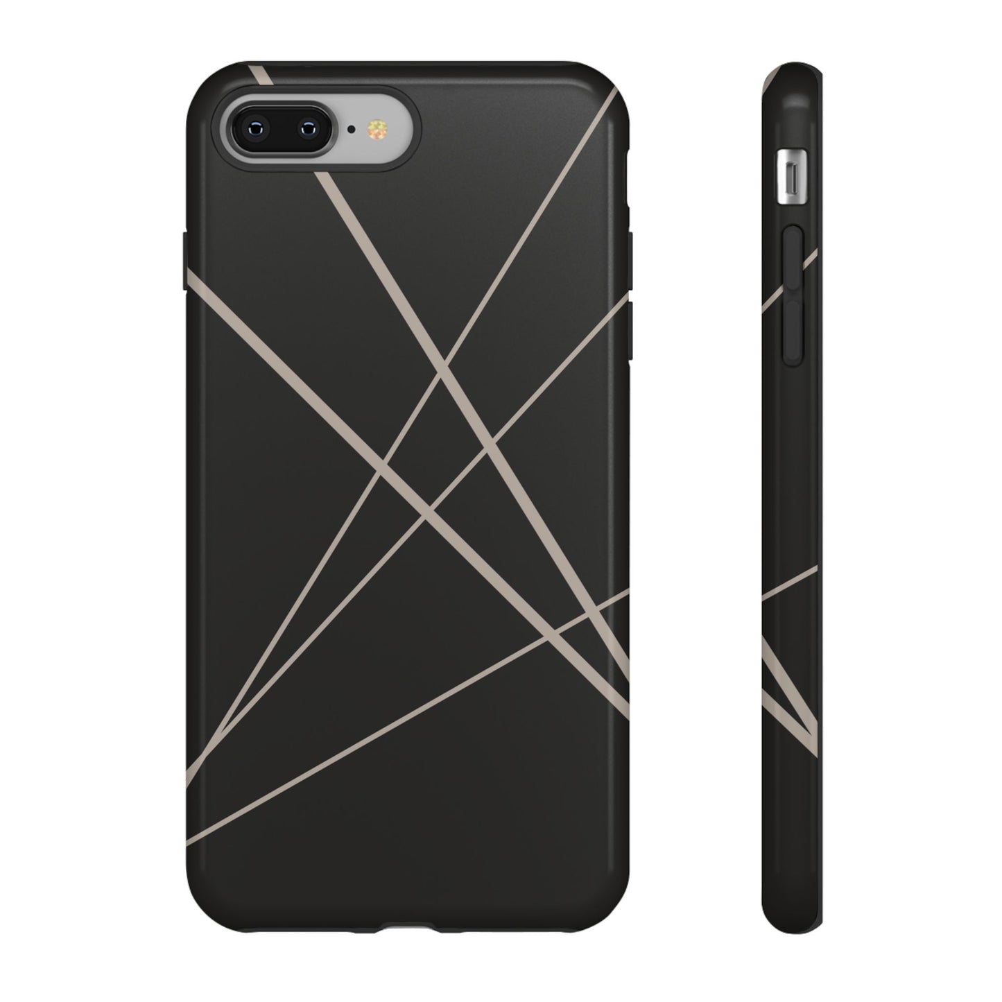 iPhone 8 Plus / Glossy Phone Case - Abstract Black with Grey Lines Phone Case