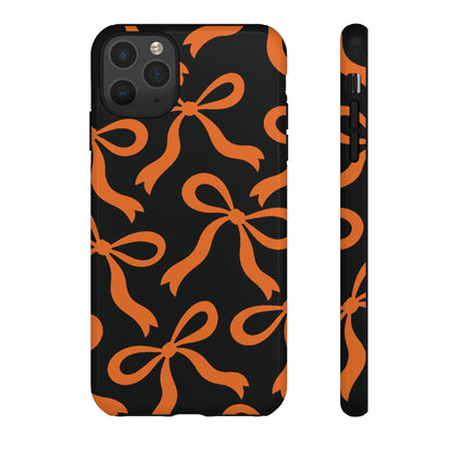 Bold Black and Burnt Orange Bow Pattern Phone Case - Black Phone Case - iPhone 11 Pro Max / Glossy